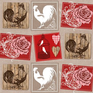 Serviette 33 x 33 cm  3 lagig, 20 Stück pro Packung  Roses And Roosters FSC Mix  AMBIENTE