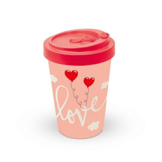 To Go Becher Bambus 400 ml 14 x 9,5 cm  Love Balloons Pale Rose   AMBIENTE