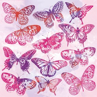 Serviette 25 x 25 cm  3 lagig, 20 Stück pro Packung   Aquarell Butterflies Pink FSC Mix  AMBIENTE