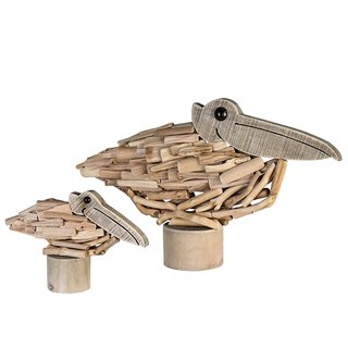PelikanKalmarTreibholz natur auf rundem Holzsockel 27 x...