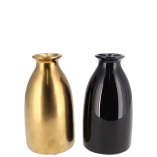 Keramik.VasePure2F D6H10cm,schw-gold matt