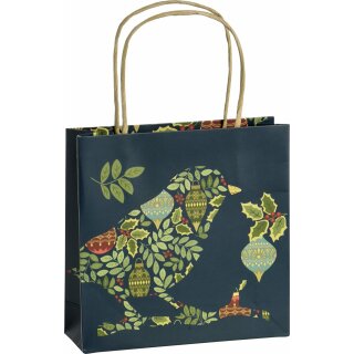 Geschenktasche  FESTIVE BIRD blue; IHR 18 x 6 x 18 cm