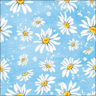 Serviette 33 x 33 cm  3 lagig, 20 Stück pro Packung Daisies blue FSC Mix  "AMBIENTE