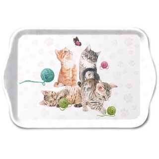 Tablett Melamin 13 x 21 cm, Playing kitten AMBIENTE