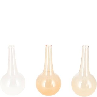 Glas Vase "Vivi", 3 Farben, D6,5cm, H13cm, Öffnung: 1cm, creme/weiß/beige