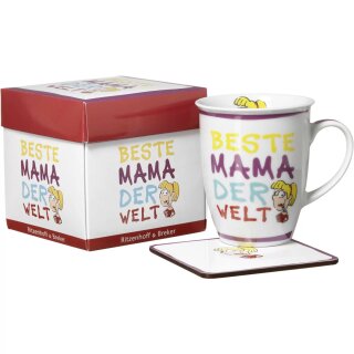 Kaffeebecher 320ml mit Untersetzer Beste Mama