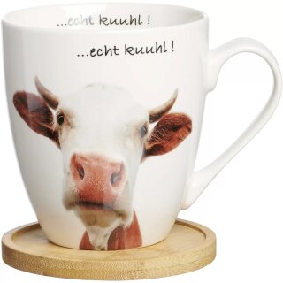 Becher 600ml XxlBecher mit Untertasse in Banderole echt kuuhlTierisch Cool